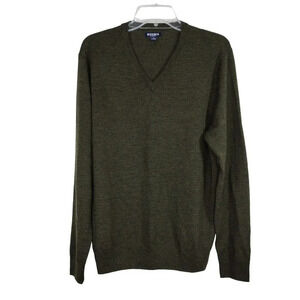 Bonobos V-Neck Pullover Merino Wool Sweater Men Size M Green Long Sleeve